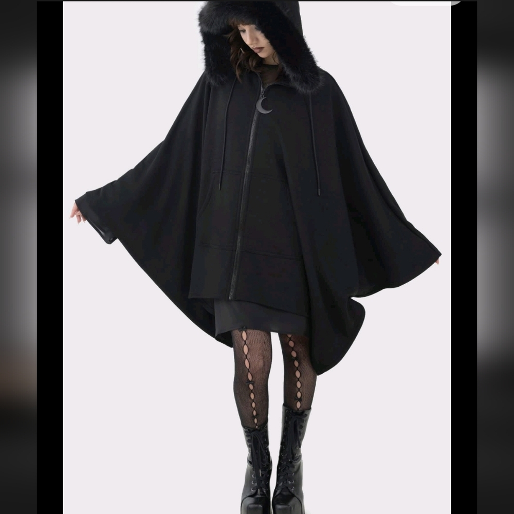 Killstar Black Hooded Poncho Sweater - Picture 6 of 10